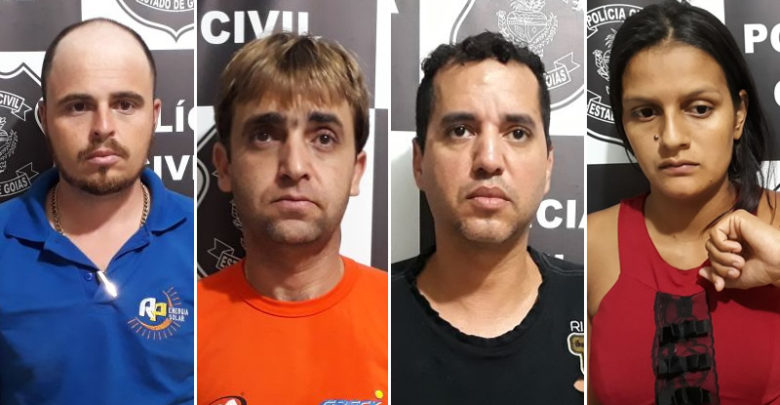 Ricardo, Rafael, Rogimar e Andréia foram presos por receptação (Foto/Montagem: Polícia Civil - Uruaçu/Redação Excelência Notícias)
