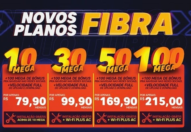 Banner Turbo Fibra Planos a Partir de 100,00 Provedor de Internet